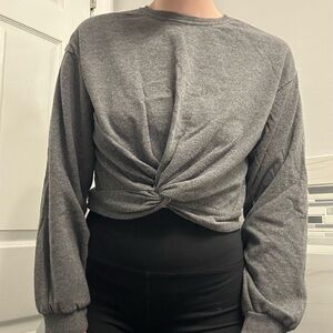 Garage Gray Twist Front Sweatshirt